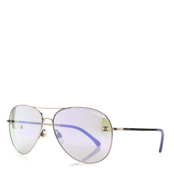 CHANEL Metal Pilot Aviator CC Sunglasses 4189-T-Q Silver