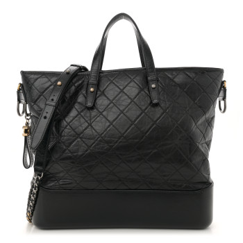 CHANEL Aged Calfskin Quilted Large Gabrielle Shopping Tote Black