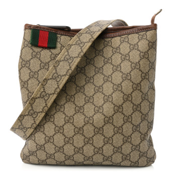 GUCCI GG Plus Monogram Signature Web Loop Messenger Brown