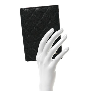CHANEL Caviar Quilted Passport Holder Black