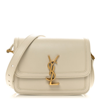 SAINT LAURENT Smooth Calfskin Monogram Small Solferino Satchel  Blanc Vintage
