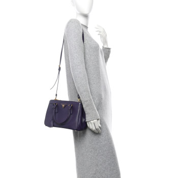 PRADA Saffiano Lux Mini Galleria Double Zip Tote Uva