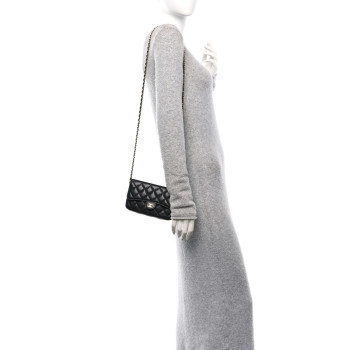 CHANEL Caviar Quilted Flap Phone Holder With Chain Black