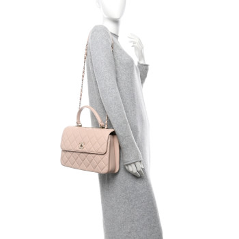 CHANEL Lambskin Quilted Medium Trendy CC Flap Dual Handle Bag Light Beige
