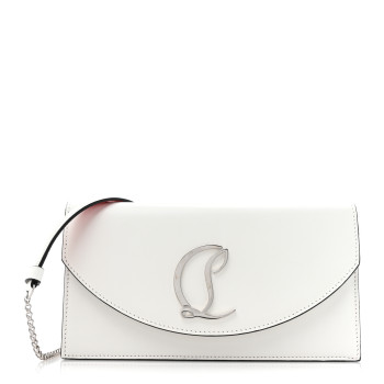 CHRISTIAN LOUBOUTIN Calfskin Loubi54 Crossbody Clutch White