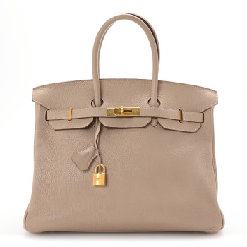 HERMES Taurillon Clemence Birkin 35 Gris Tourterelle