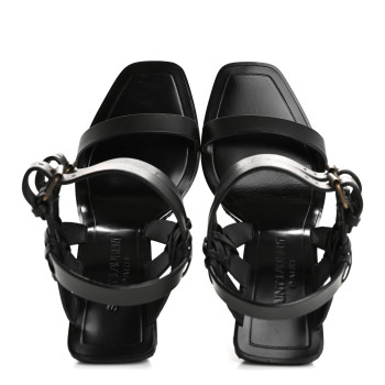 SAINT LAURENT Calfskin Espadrille Wedges 36 Black