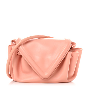 BOTTEGA VENETA Lambskin Small Beak Triangle Flap Shoulder Bag Peachy Silver