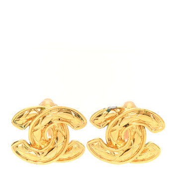CHANEL Quilted CC Clip On Earrings Gold