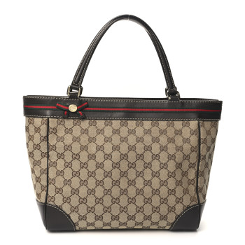 GUCCI Monogram Web Medium Mayfair Tote Dark Brown
