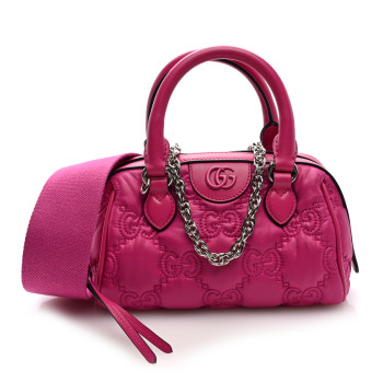 GUCCI Nylon Calfskin Enamel GG Matelasse Mini Bowler Bag Lovely