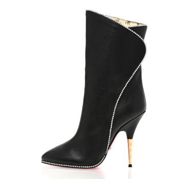 GUCCI Calfskin Crystal Fosca Boots 36 Black