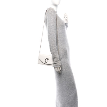 CHRISTIAN LOUBOUTIN Calfskin Loubi54 Crossbody Clutch White