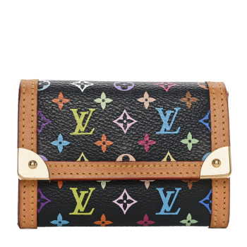 LOUIS VUITTON Monogram Multicolor Porte-Monnaie Plat Coin Purse Black