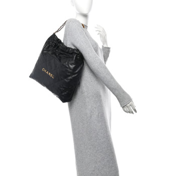 CHANEL Shiny Calfskin Quilted Chanel 22 Black