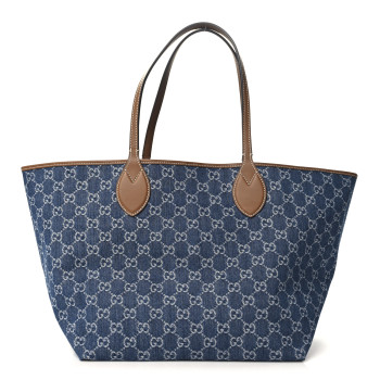 GUCCI New Denim GG Monogram Calfskin Large Totissima Tote Blue