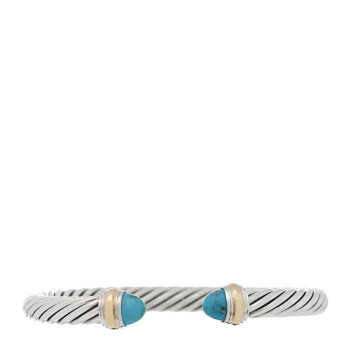 DAVID YURMAN Sterling Silver 14K Yellow Gold Turquoise 7mm Cable Classics Bracelet