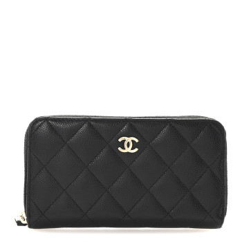 CHANEL Caviar Quilted Medium Zip Around Wallet Black