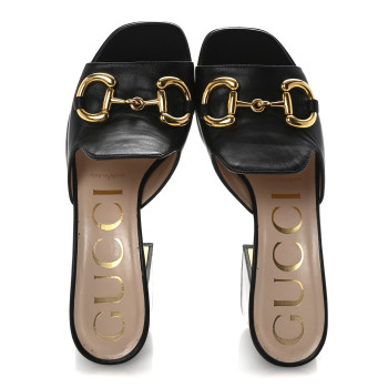 GUCCI Nappa Horsebit 75mm Slide Sandals 35 Black