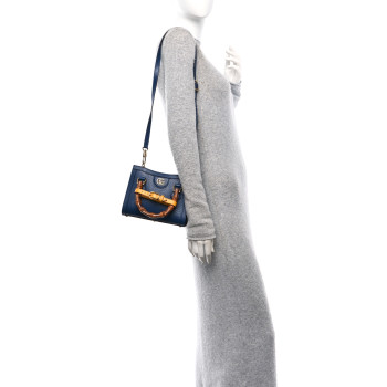 GUCCI Textured Dollar Calfskin Web Mini Diana Tote Bag Royal Crop