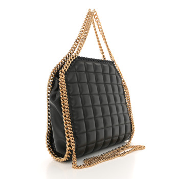 STELLA MCCARTNEY Vegan Leather Quilted Mini Falabella Tote Black