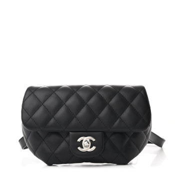 CHANEL Calfskin Quilted CC Uniform Flap Belt Bag Black
