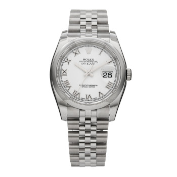 ROLEX Stainless Steel 36mm Oyster Perpetual Datejust Watch White Roman 116200