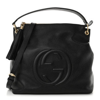 GUCCI Pebbled Calfskin Large Soho Hobo Black