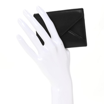 SAINT LAURENT Lambskin Flap Envelope Card Case Black