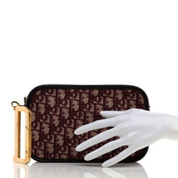 CHRISTIAN DIOR Oblique Diorquake Clutch Burgundy