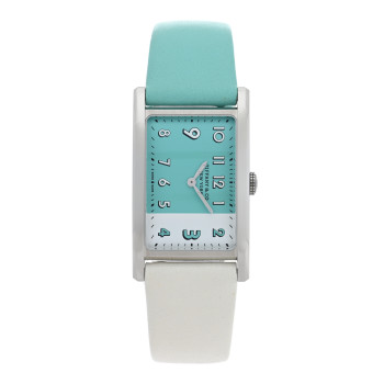 TIFFANY Stainless Steel Calfskin 22mm East West 2-Hand Quartz Watch Tiffany Blue