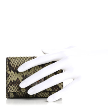 FENDI Elaphe Vitello Grace Python Print Micro Trifold Wallet Green Tea