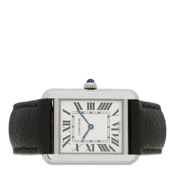 CARTIER Stainless Steel Calfskin 24mm Tank Solo Quartz Watch