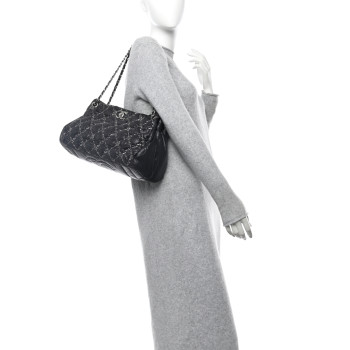 CHANEL Nylon Quilted Tweed Stitch Bubble Tote Black