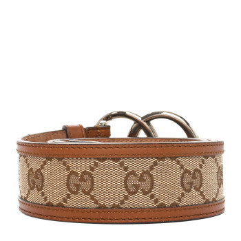 GUCCI Monogram Double G Belt 90 36 Dark Brown