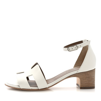 HERMES Calfskin Encens 50 Sandals 37.5 White