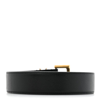SAINT LAURENT Smooth Calfskin Monogram Square Buckle Belt 105 42 Black