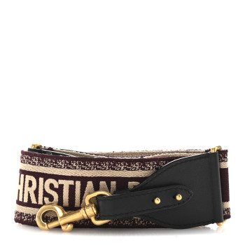 CHRISTIAN DIOR Canvas Embroidered Shoulder Strap Burgundy
