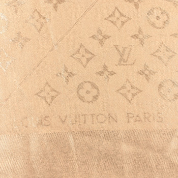 LOUIS VUITTON Silk Wool Monogram Rock Shawl Gold