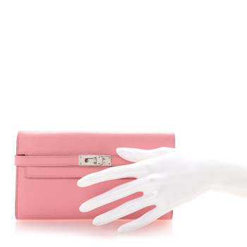 HERMES Epsom Kelly Longue Wallet Rose Confetti