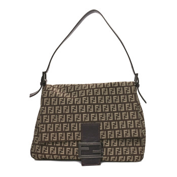 FENDI Zucchino Vitello Mama Baguette Testa di Moro Beige