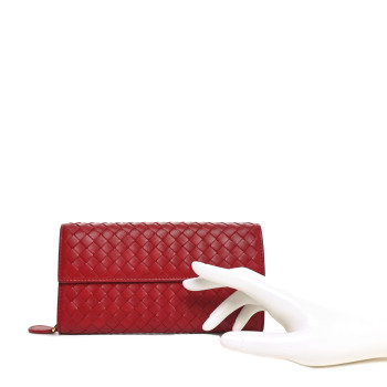 BOTTEGA VENETA Nappa Intrecciato Continental Flap Wallet Cassis