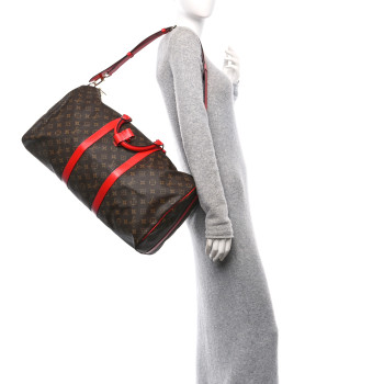 LOUIS VUITTON Calfskin Monogram Keepall Bandouliere 50 Coquelicot