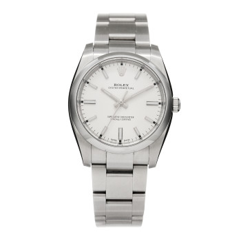 ROLEX Stainless Steel 34mm Oyster Perpetual Watch White 114200