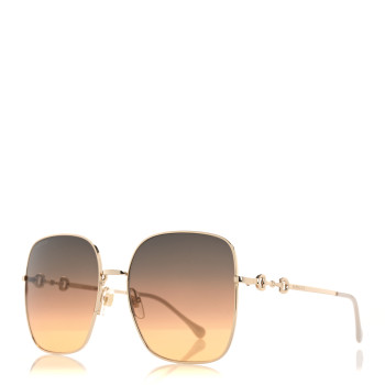 GUCCI Metal Horsebit Square Sunglasses GG0879S Gold