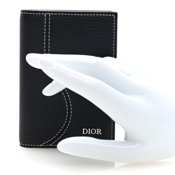 CHRISTIAN DIOR Grained Calfskin Bi-Fold Wallet Black