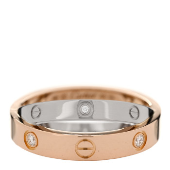 CARTIER 18K Pink White Gold 6 Diamond LOVE Ring 48 4.5