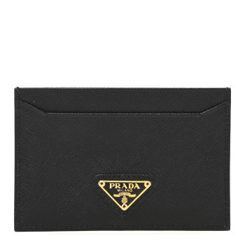 PRADA Saffiano Triangle Card Case Black