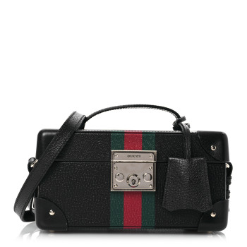 GUCCI Grained Calfskin Web Savoy Jewelry Case Black