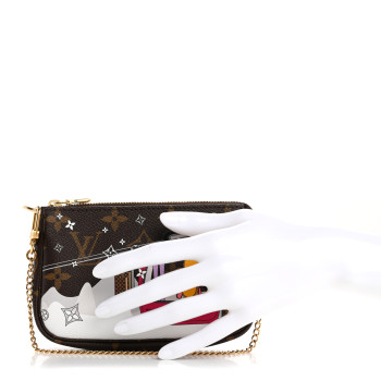 LOUIS VUITTON Monogram 2019 Christmas Animation Mini Courchevel Pochette Accessories Fuchsia